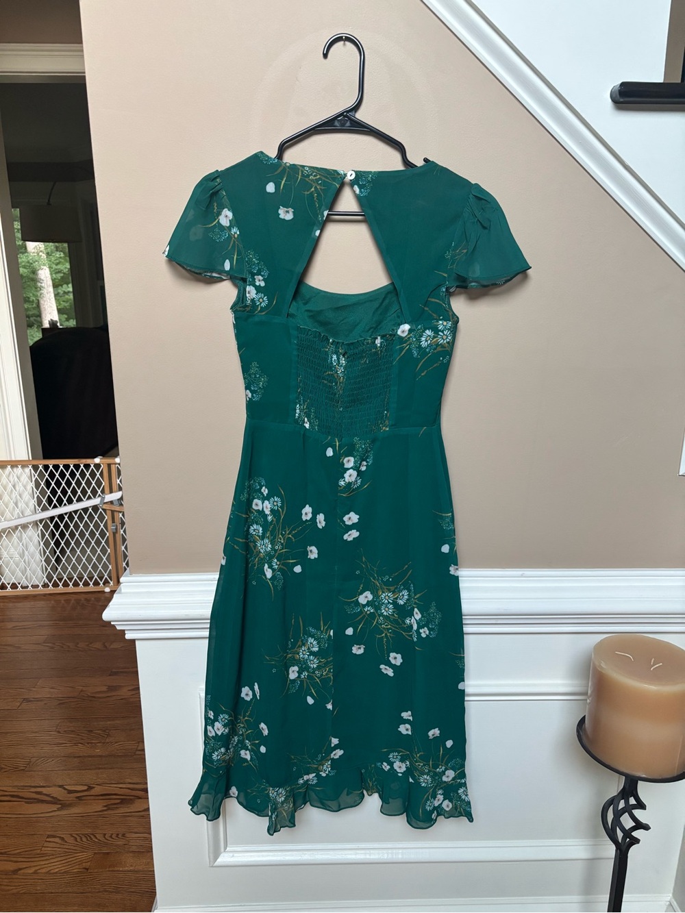 RIHOAS Emerald Green Floral Square-Neck Midi Dress - Picture 2 of 3